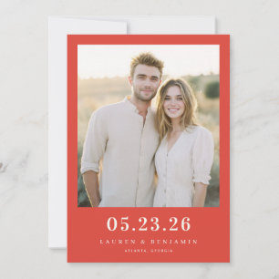 Fröhliches rotes klassisches Foto Save The Date
