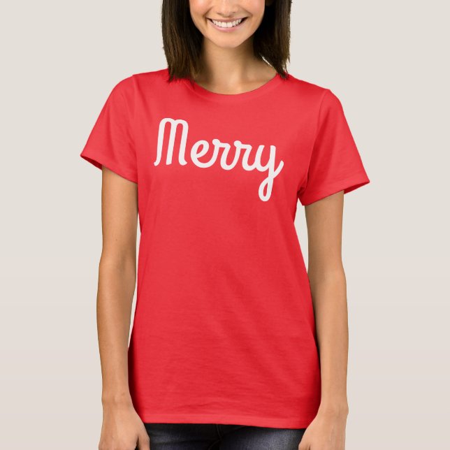 Fröhliches Rotes Shirt Einfach Modern Retro Minima (Vorderseite)