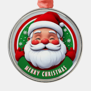 Fröhliches Santa-Claus-Cartoon-Porträt Ornament Aus Metall