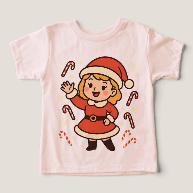Fröhliches Santa-Mädchen mit Zuckerrohren (Design Vorderseite)