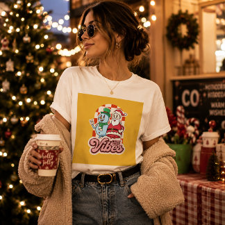 Fröhliches Santa-und-Schneemann-Vibes-T-Shirt T-Shirt