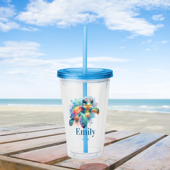 fröhliches Schildkrötendesign Acryltrinkbecher (Von Creator hochgeladen)