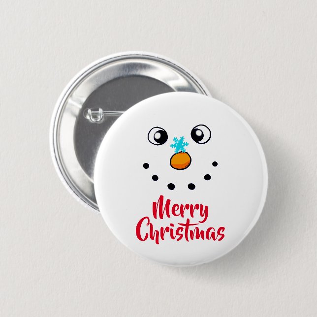 Fröhliches Schneemann-Gesicht Frohe Weihnachten Button (Vorne & Hinten)