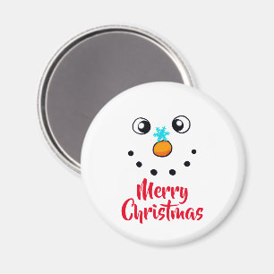 Fröhliches Schneemann-Gesicht Frohe Weihnachten Magnet