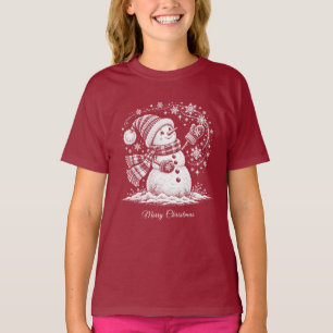 Fröhliches Schneemann Mädchen T-Shirt