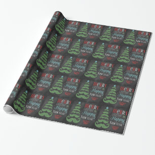 Fröhliches Schnurrbart-Tafel-WeihnachtsPackpapier Geschenkpapier