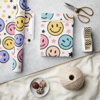 Fröhliches Smiley-Muster-Geschenkverpackungspapier Geschenkpapier