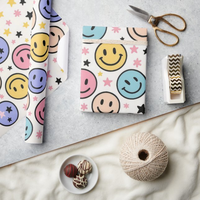 Fröhliches Smiley-Muster-Geschenkverpackungspapier Geschenkpapier (Kunsthandwerk)