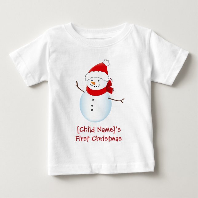 Fröhliches Snowman Baby's First Christmas Shirt (Vorderseite)