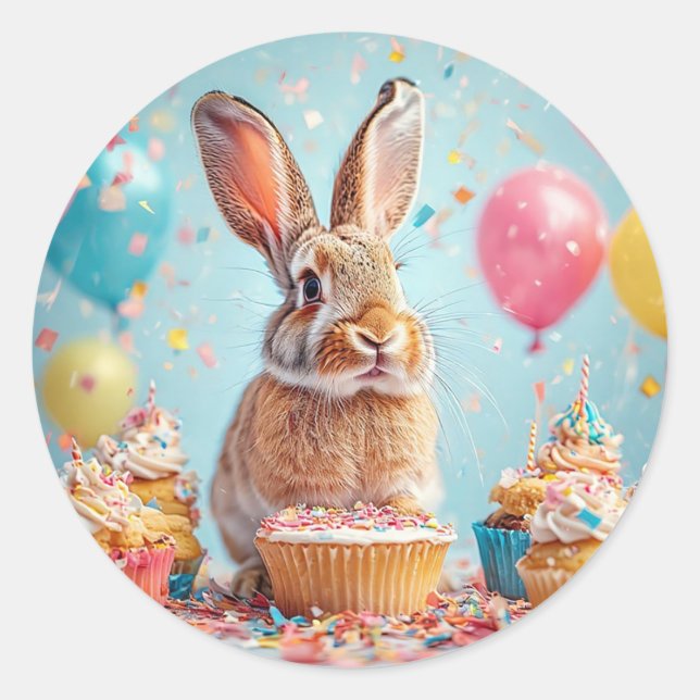 Fröhliches Sonnenfest mit Cupcakes Runder Aufkleber (Vorderseite)