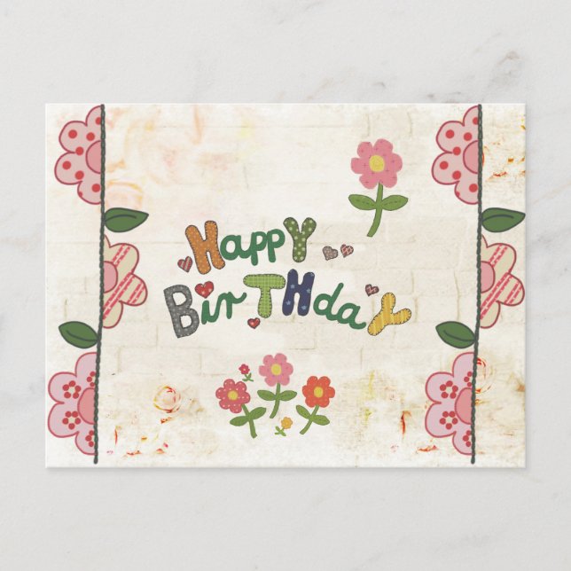 fröhliches Stickbildbild Postkarte (Vorderseite)