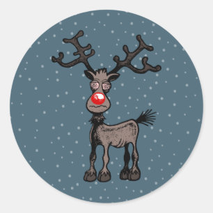 Fröhliches Stressmas mit Rudolph dem Rentier Aufkl Runder Aufkleber