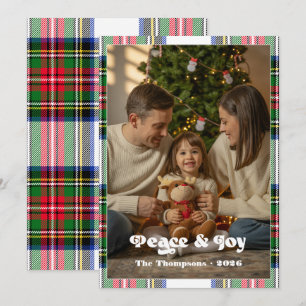 Fröhliches Tartan-Karo-Familien-Christmas Feiertagskarte