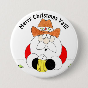 Fröhliches Texas-Weihnachten Ya'll Santa-Knopf Button