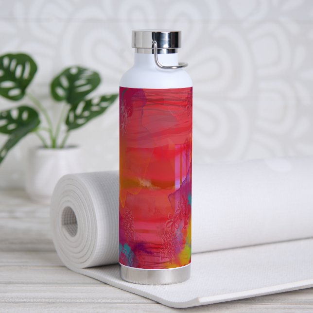 Fröhliches und helles bunter Mixed-Media-Stil Trinkflasche (Yoga (gedreht))