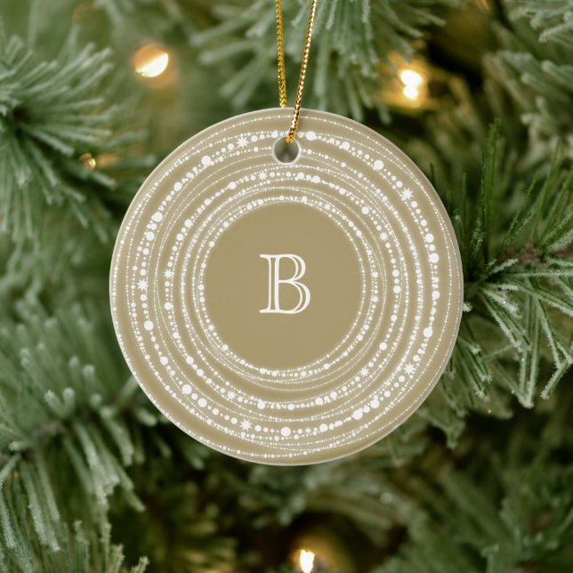 Fröhliches und helles Glitzern-Monogramm Weihnacht Keramik Ornament (Baum)