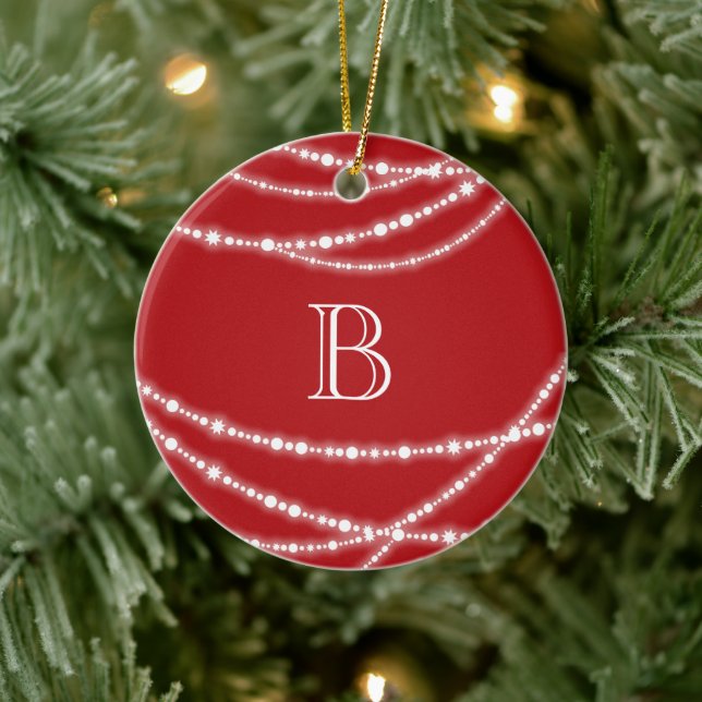Fröhliches und helles Glitzern-Monogramm Weihnacht Keramik Ornament (Baum)