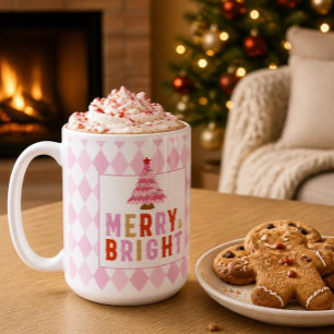 Fröhliches und helles rosa Diamant-Weihnachten Kaffeetasse