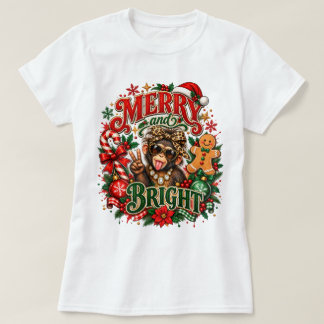 Fröhliches und Helles Sassy-Affen-Weihnachts-Shirt T-Shirt