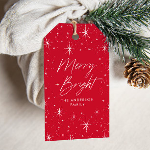 Fröhliches und Helles Skript Rotes Weihnachten Geschenkanhänger