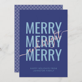 Fröhliches und helles Weihnachtsblau-Schachbrett Feiertagskarte