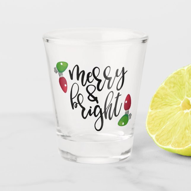 Fröhliches und helles Weihnachtsdesign Schnapsglas (Vorderseite)