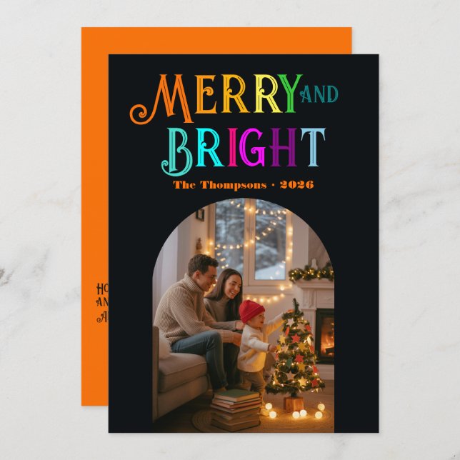 Fröhliches und helles Weihnachtsfest-Foto Feiertagskarte (Vorne/Hinten)
