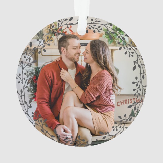 Fröhliches und helles Weihnachtsfest-Foto Ornament (Rückseite)