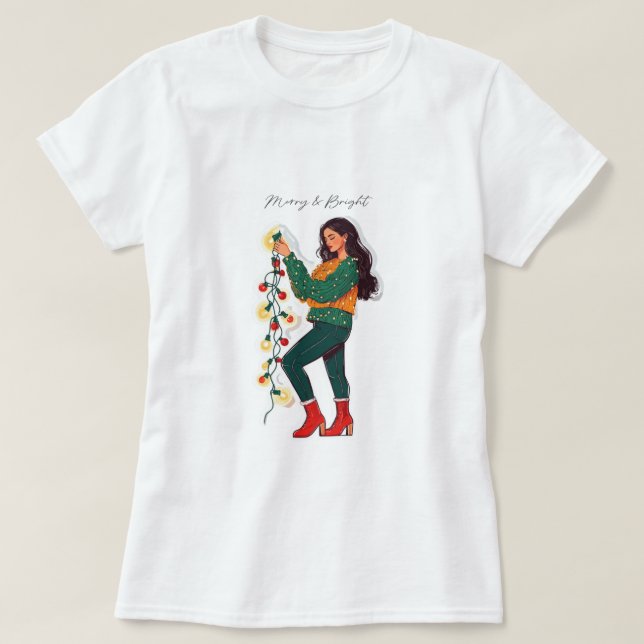 Fröhliches und helles Weihnachtslicht Shirt (Design vorne)