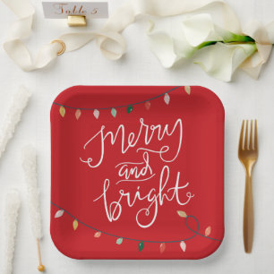 Fröhliches und Helles Weihnachtsrot Pappteller
