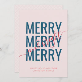 Fröhliches und helles Weihnachtsrot Rosa Schachbre Feiertagskarte