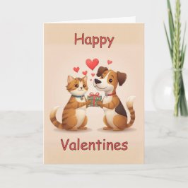 Fröhliches Valentinskatze- und Hundedesign Karte