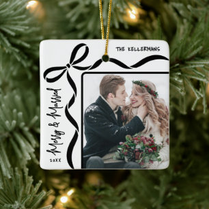 Fröhliches & Verheiratetes Elegantes Paar Foto Keramikornament