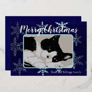 Fröhliches Weihnachten Anpassbares Schneeflocken B Folien Feiertagskarte