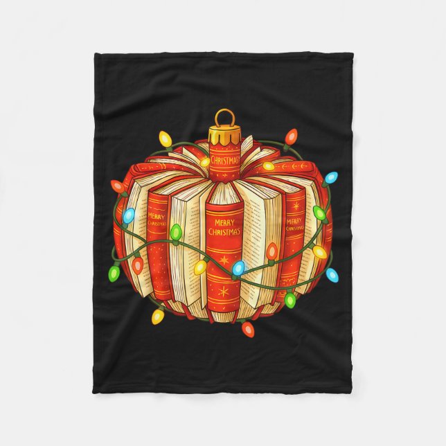 Fröhliches Weihnachten Buch Ornamente Buchliebhabe Fleecedecke (Vorderseite)