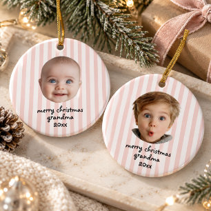 Fröhliches Weihnachten Oma Foto im vornehmen rosa Keramik Ornament