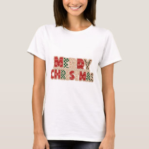 Fröhliches Weihnachten Patchwork-Lettering-Design T-Shirt
