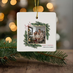 Fröhliches Weihnachten Personalisiertes Familienfo Keramikornament