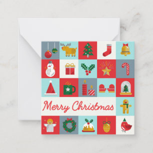 Fröhliches Weihnachten Retro-Feiertags-Patchwork Mitteilungskarte