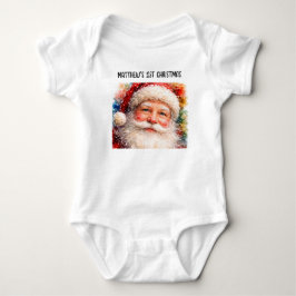 Fröhliches Weihnachten Santa Portrait Baby Strampler
