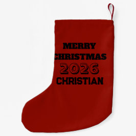 Fröhliches Weihnachten Santa Porträt Kleiner Weihnachtsstrumpf