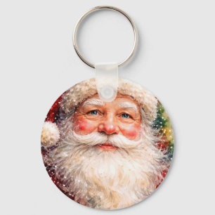 Fröhliches Weihnachten Santa Porträt Schlüsselanhänger