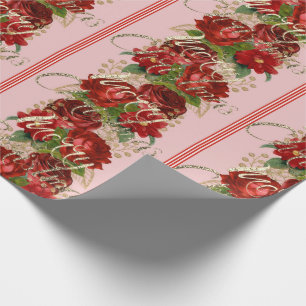 Fröhliches Weihnachten Skript Rosen Rot Gold Marmo Geschenkpapier