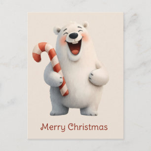 Fröhliches Weihnachten Süßes Eisbär-Design Postkarte