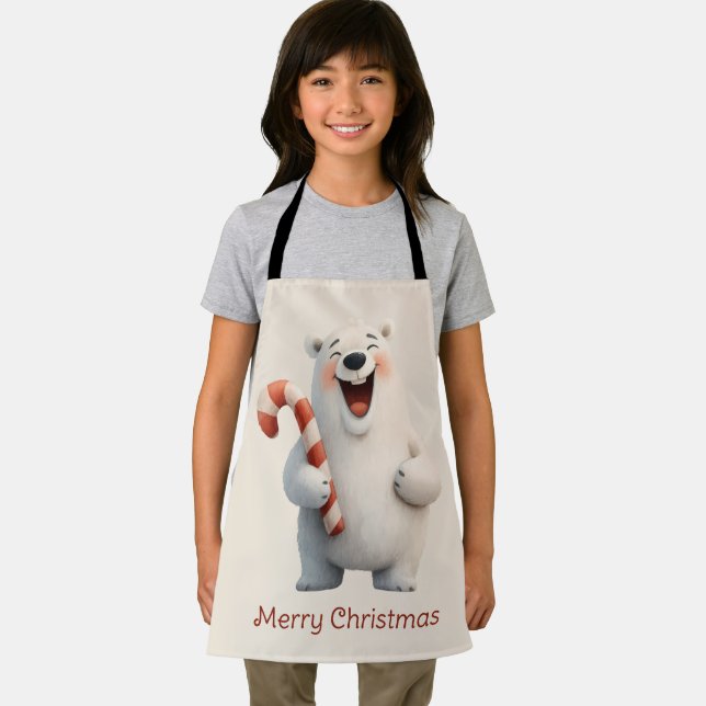 Fröhliches Weihnachten Süßes Eisbär-Design Schürze (Insitu)