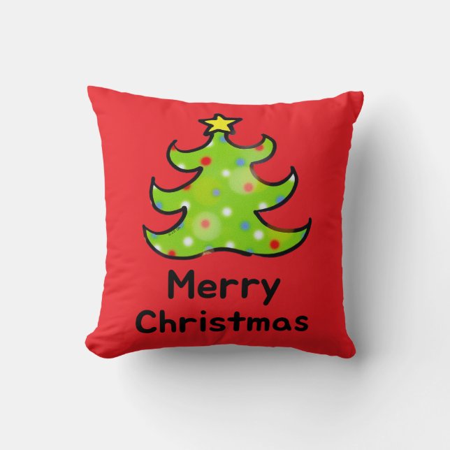 Fröhliches Weihnachten Whimsical Baum Design Kissen (Vorderseite)