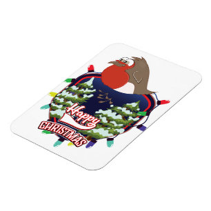 Fröhliches Weihnachts-Cartoon-Robin-Logo Magnet