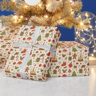 Fröhliches Weihnachts-Doodle-Muster Geschenkpapier