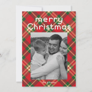 Fröhliches Weihnachts-Karo-Foto Feiertagskarte