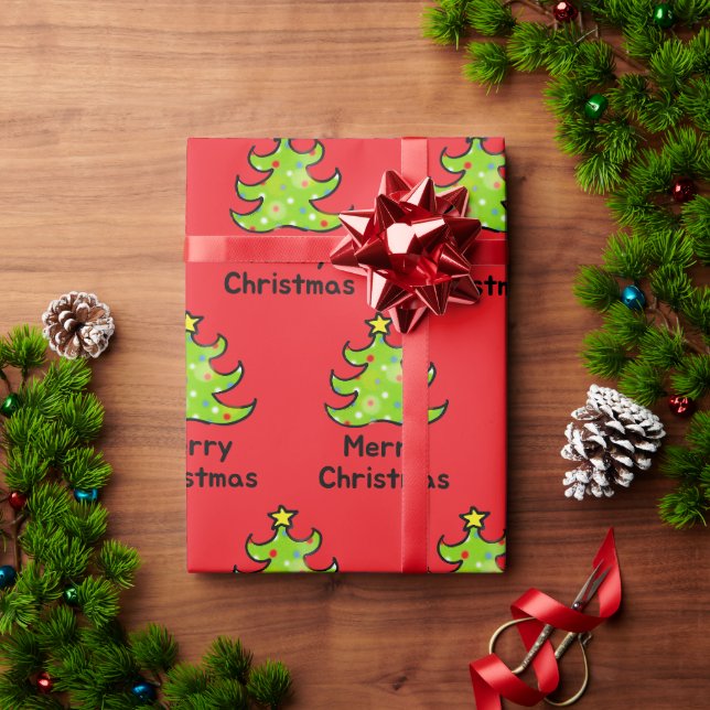Fröhliches Weihnachtsbaum-Design mit Laune Geschenkpapier (Feiertagsgeschenk)